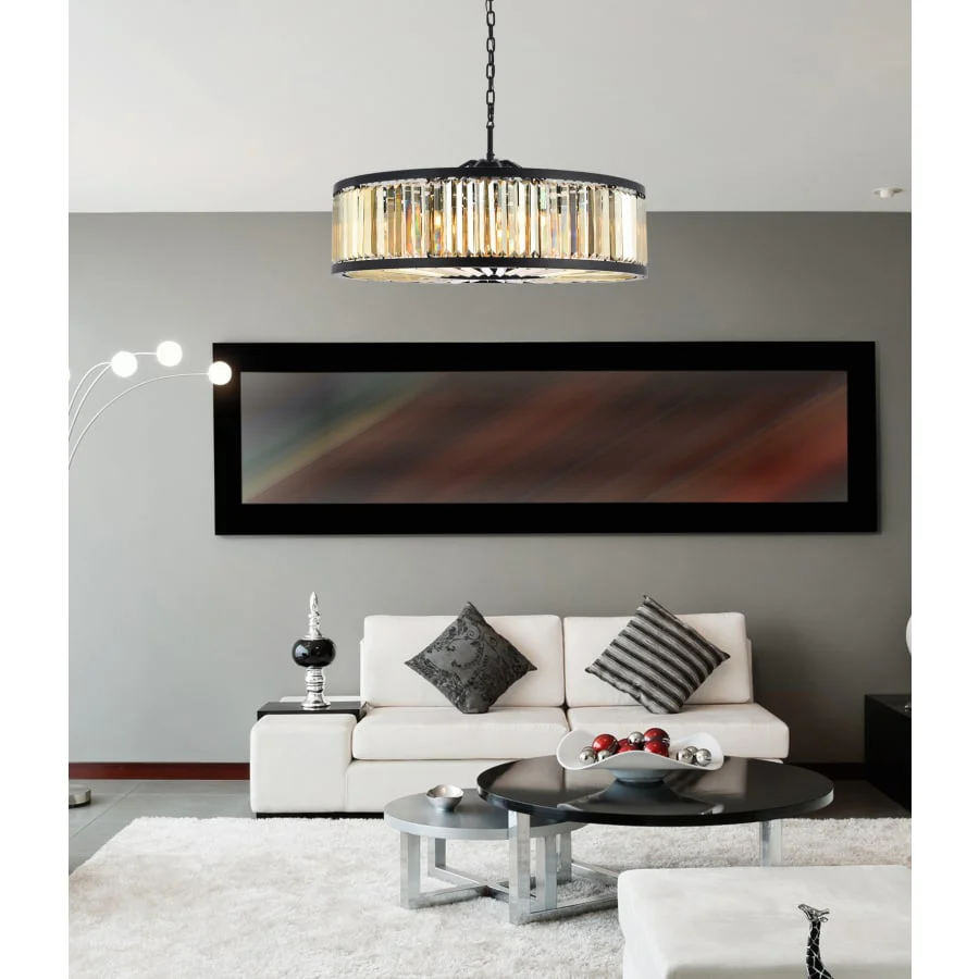 Elegant Lighting Chelsea 10 Light 44" Wide Crystal Drum Chandelier with Golden Teak Royal Cut Crystals - Image 2