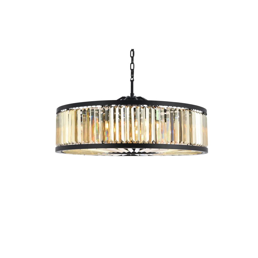 Elegant Lighting Chelsea 10 Light 44" Wide Crystal Drum Chandelier with Golden Teak Royal Cut Crystals - Image 1