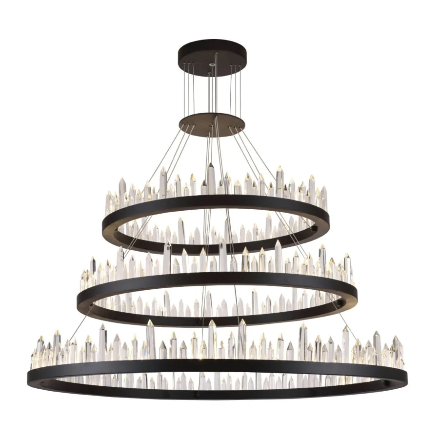 Elegant Lighting Malta 3 Light 42″ Wide LED Crystal Ring Chandelier with Clear Royal Cut Crystals