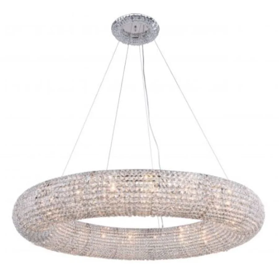 Elegant Lighting Paris 20 Light 52" Wide Crystal Ring Chandelier with Clear Royal Cut Crystals - Image 1