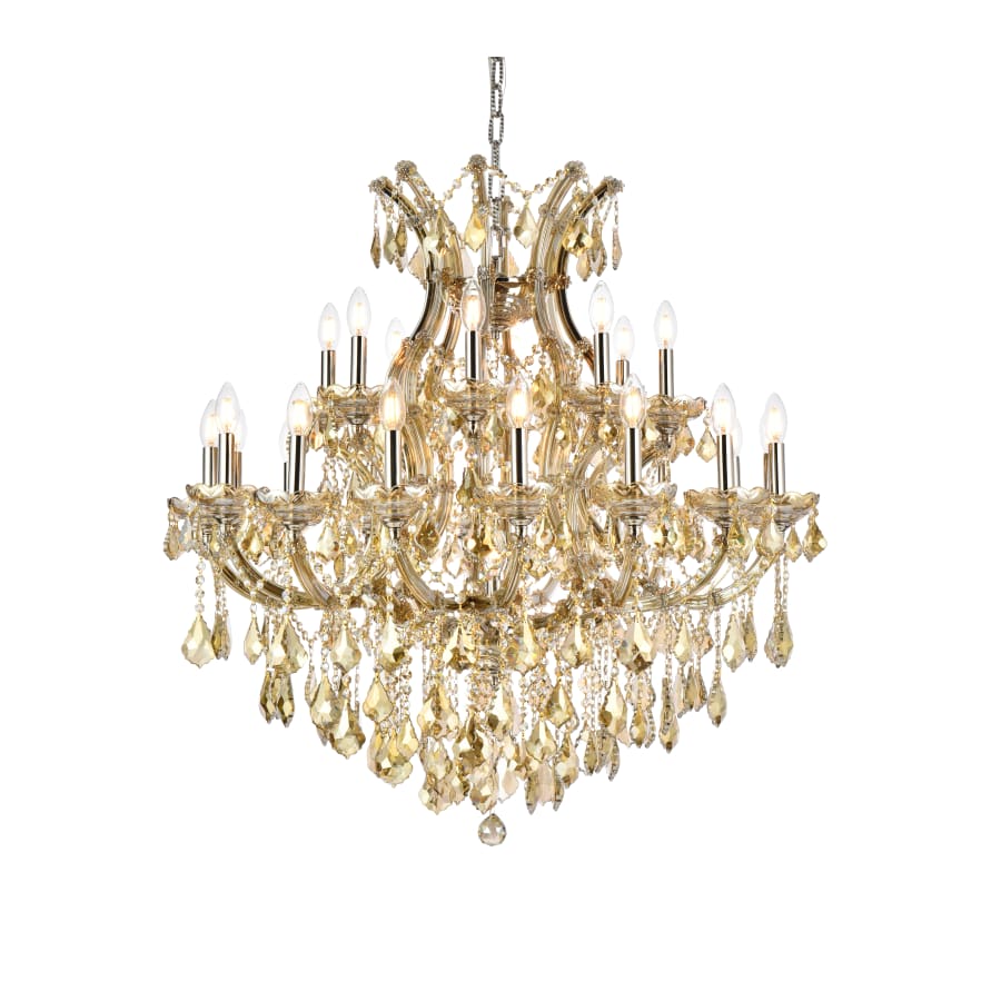 Elegant Lighting Maria Theresa 24 Light 36" Wide Crystal Chandelier with Golden Teak Royal Cut Crystals - Image 1