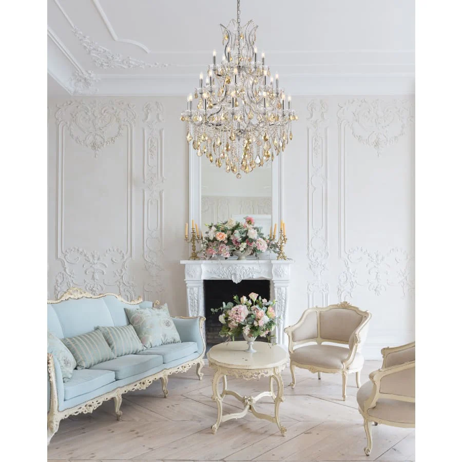 Elegant Lighting Maria Theresa 28 Light 38" Wide Crystal Chandelier with Golden Teak Royal Cut Crystals - Image 2