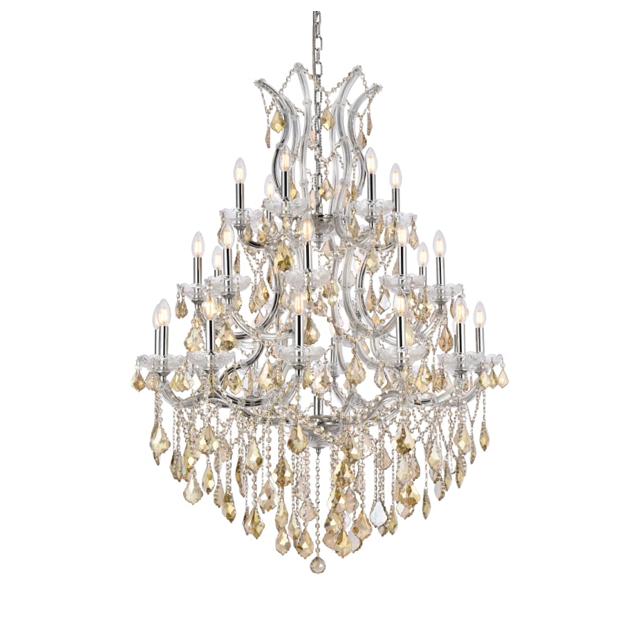 Elegant Lighting Maria Theresa 28 Light 38" Wide Crystal Chandelier with Golden Teak Royal Cut Crystals - Image 1