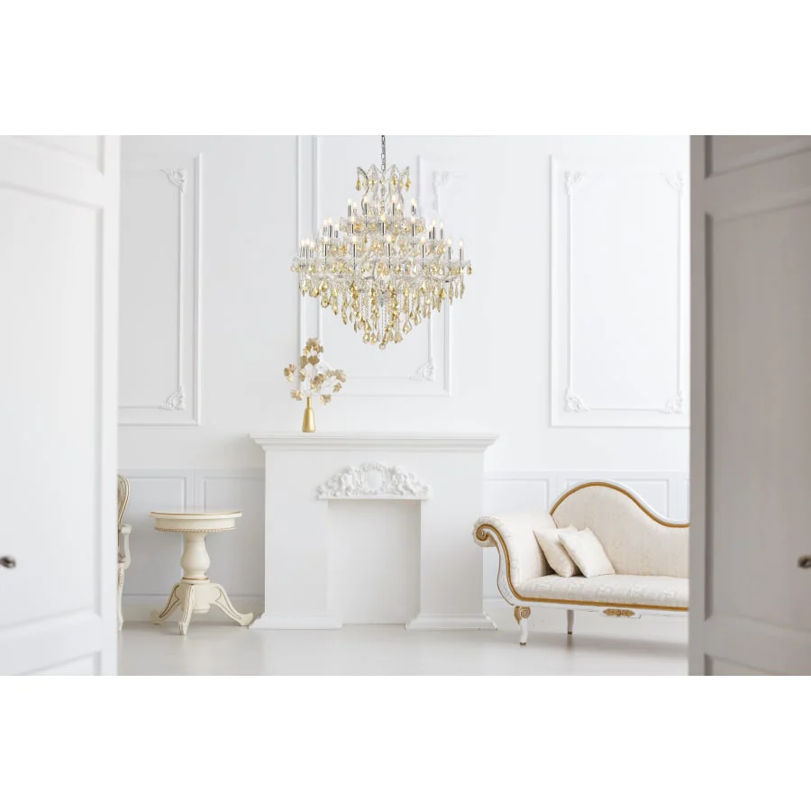 Elegant Lighting Maria Theresa 37 Light 44" Wide Crystal Chandelier with Golden Teak Royal Cut Crystals - Image 2