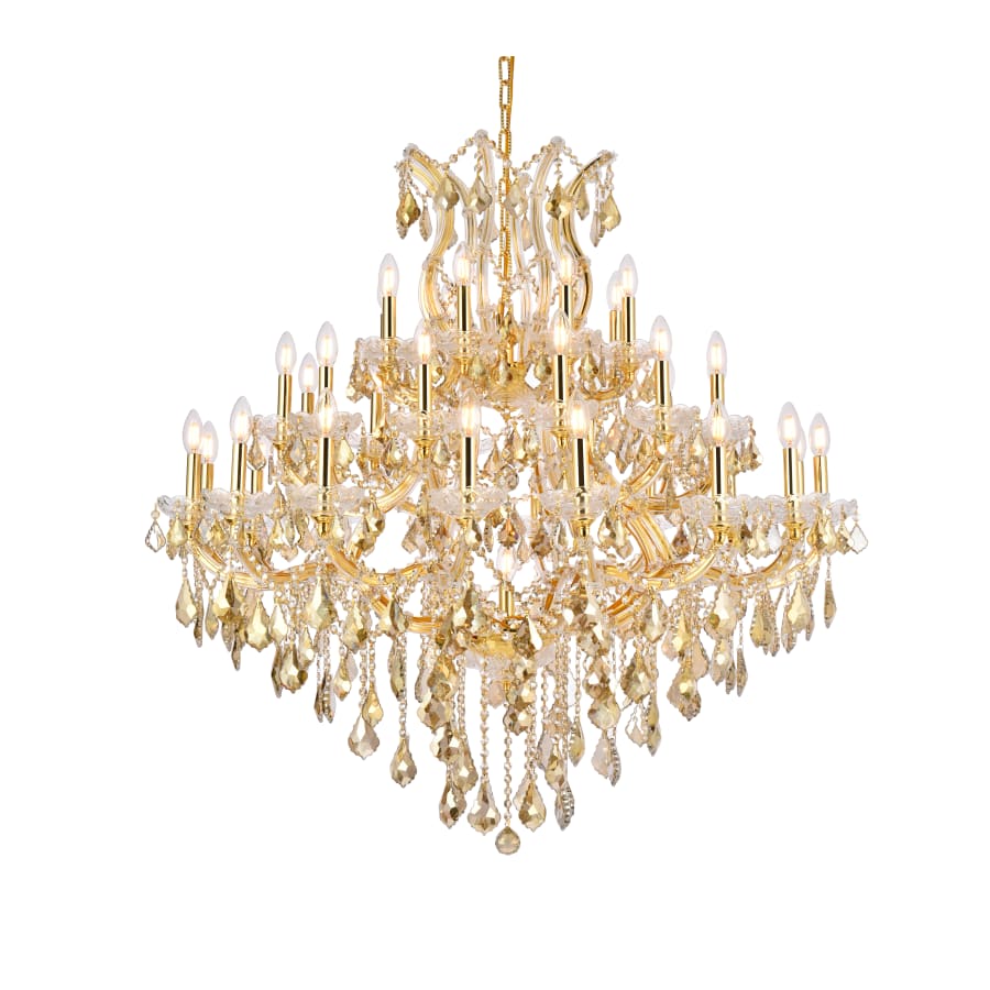 Elegant Lighting Maria Theresa 37 Light 44" Wide Crystal Chandelier with Golden Teak Royal Cut Crystals - Image 1
