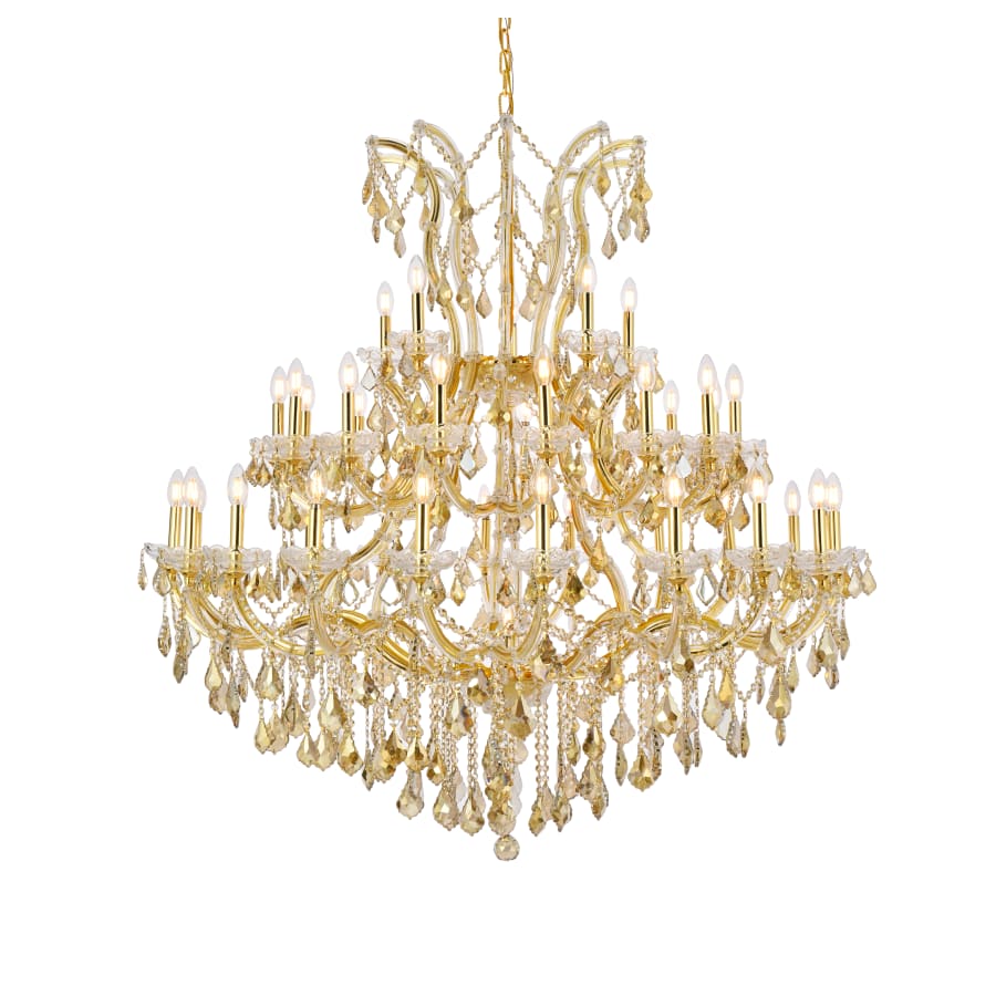 Elegant Lighting Maria Theresa 41 Light 52" Wide Crystal Chandelier with Golden Teak Royal Cut Crystals - Image 1