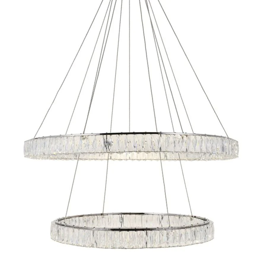 Elegant Lighting Monroe 2 Light 42" Wide LED Crystal Ring Chandelier with Clear Royal Cut Crystals - Image 1