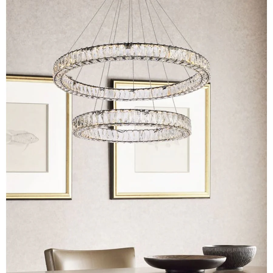 Elegant Lighting Monroe 36" Wide LED Crystal Ring Chandelier with Clear Crystal Accents - Image 2