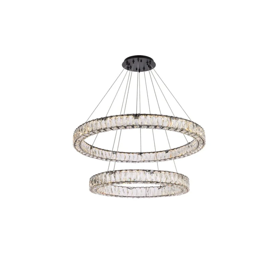 Elegant Lighting Monroe 36" Wide LED Crystal Ring Chandelier with Clear Crystal Accents - Image 1