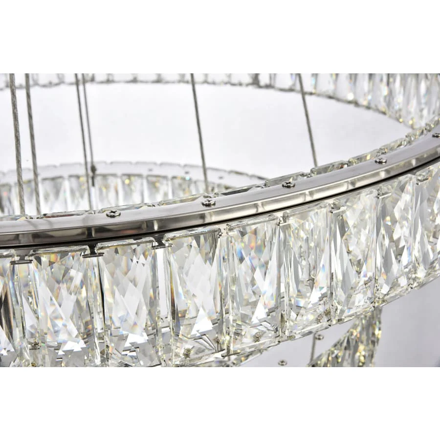 Elegant Lighting Monroe 3 Light 32" Wide LED Crystal Ring Chandelier with Clear Royal Cut Crystals - Image 3