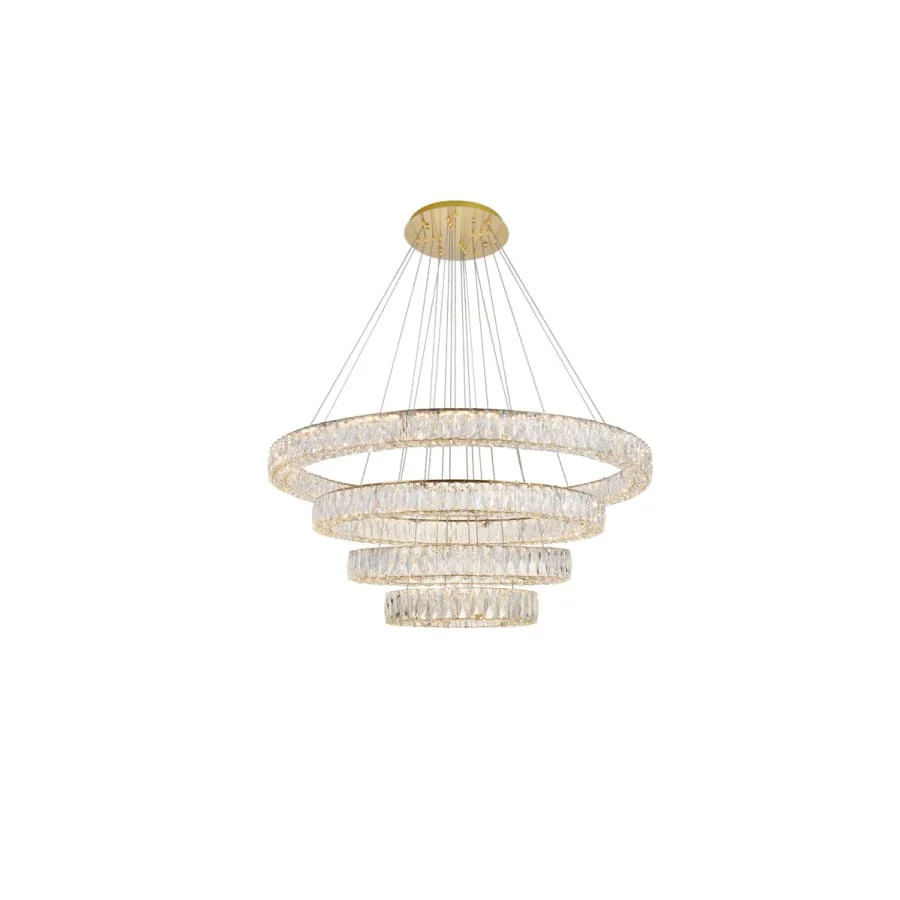 Elegant Lighting Monroe 4 Light 42" Wide LED Crystal Ring Chandelier with Clear Royal Cut Crystals - Image 1