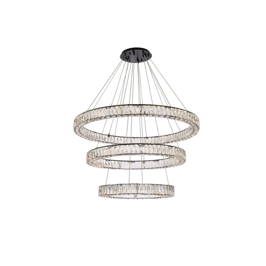 Elegant Lighting Monroe 41" Wide LED Crystal Ring Chandelier with Clear Crystal Accents - Image 2