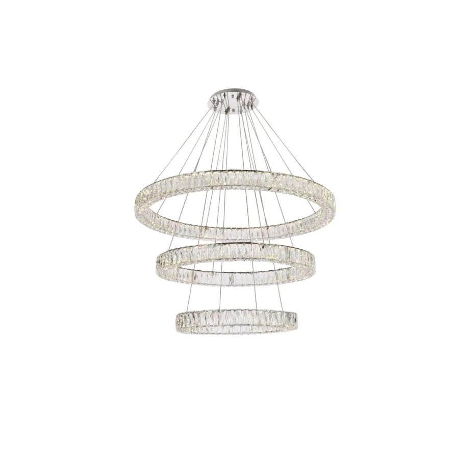 Elegant Lighting Monroe 41" Wide LED Crystal Ring Chandelier with Clear Crystal Accents - Image 3