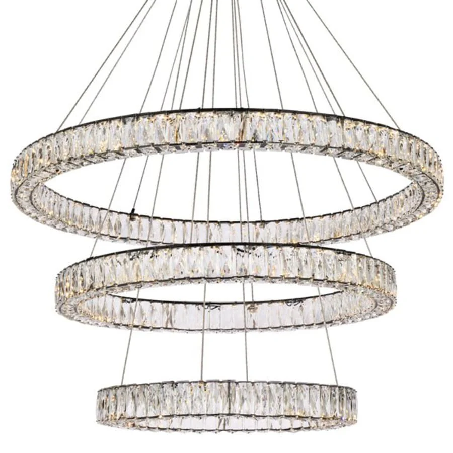 Elegant Lighting Monroe 41" Wide LED Crystal Ring Chandelier with Clear Crystal Accents - Image 1