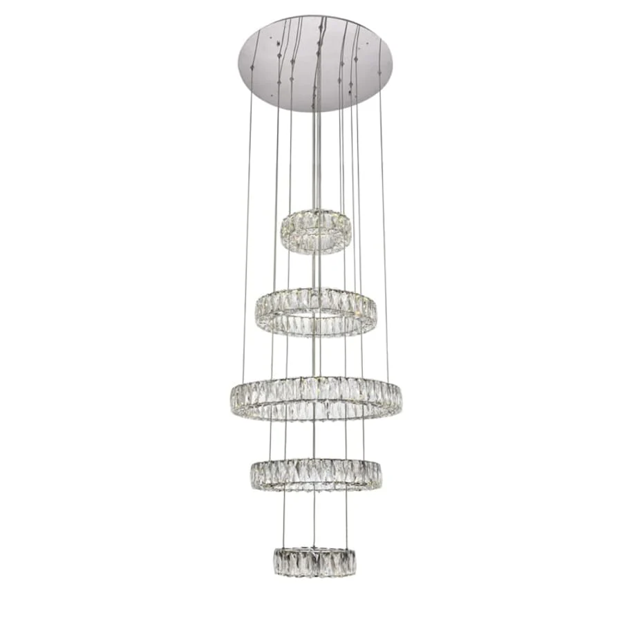 Elegant Lighting Monroe 5 Light 26" Wide LED Crystal Ring Chandelier with Clear Royal Cut Crystals - Image 1