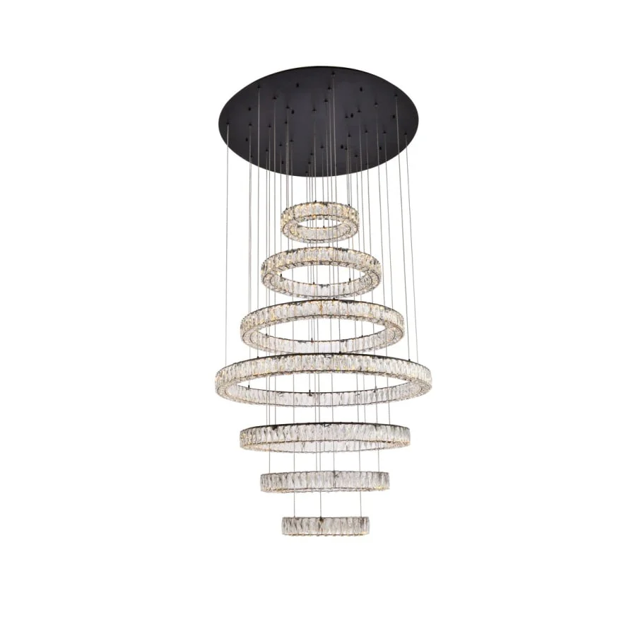 Elegant Lighting Monroe 40" Wide LED Crystal Ring Chandelier with Clear Crystal Accents - Image 2