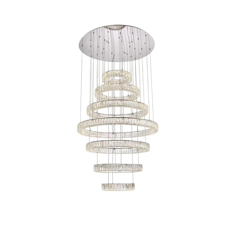Elegant Lighting Monroe 40" Wide LED Crystal Ring Chandelier with Clear Crystal Accents - Image 3