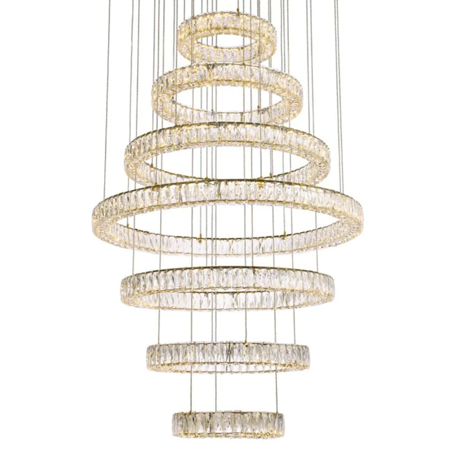 Elegant Lighting Monroe 40" Wide LED Crystal Ring Chandelier with Clear Crystal Accents - Image 1