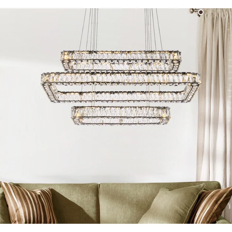 Elegant Lighting Monroe 42" Wide LED Crystal Linear Chandelier with Clear Crystal Accents - Image 2