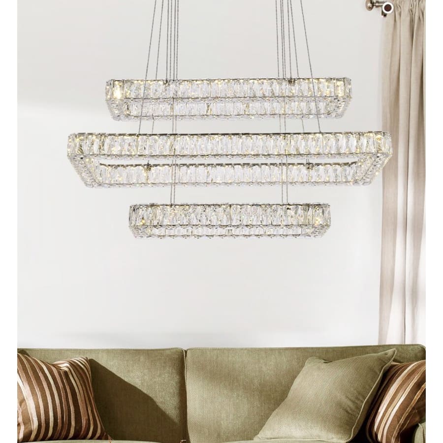 Elegant Lighting Monroe 42" Wide LED Crystal Linear Chandelier with Clear Crystal Accents - Image 3