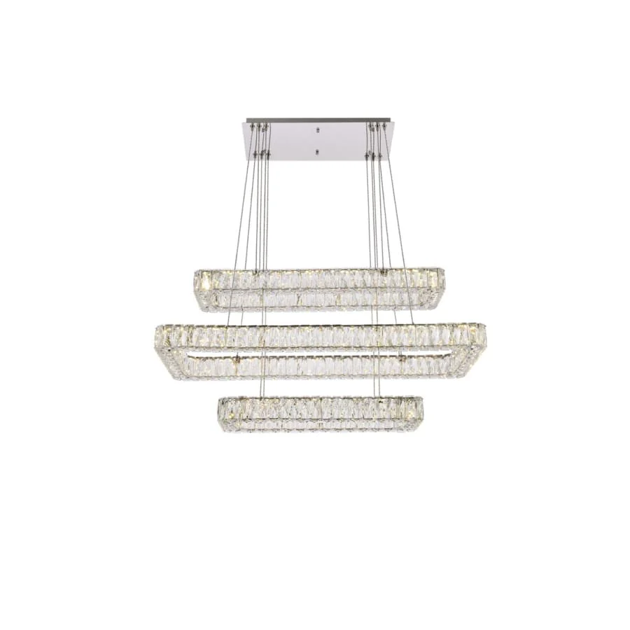 Elegant Lighting Monroe 42" Wide LED Crystal Linear Chandelier with Clear Crystal Accents - Image 1