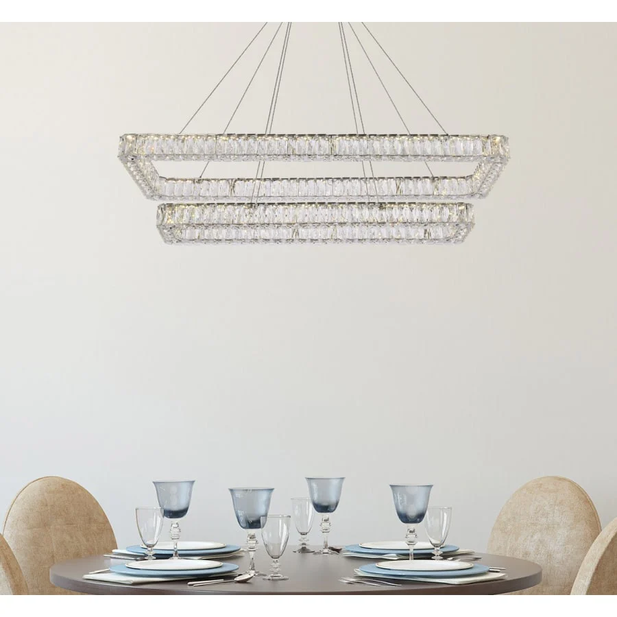 Elegant Lighting Monroe 50" Wide LED Crystal Linear Chandelier with Clear Crystal Accents - Image 3