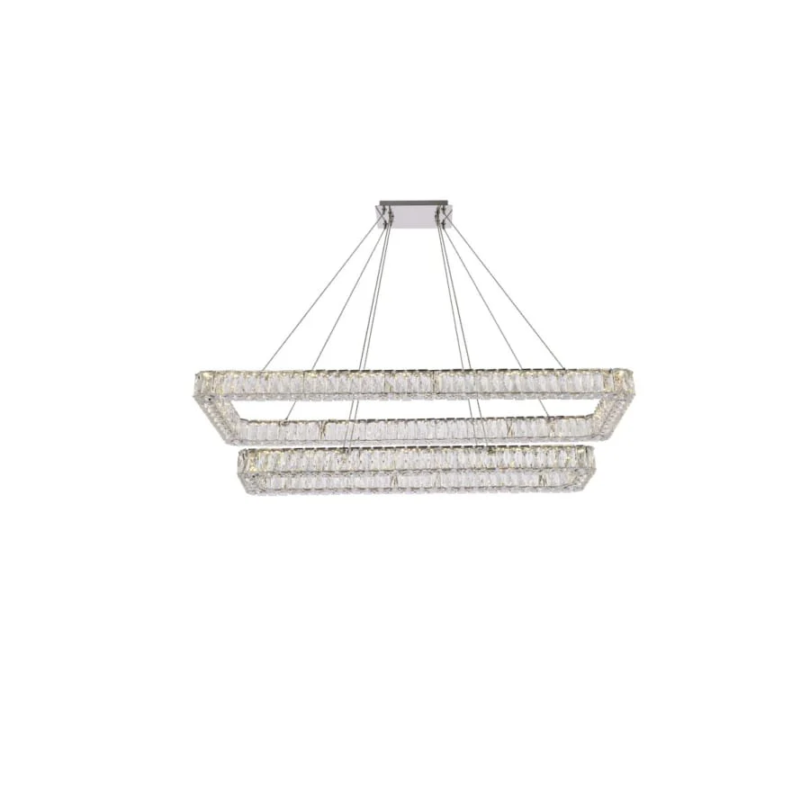 Elegant Lighting Monroe 50" Wide LED Crystal Linear Chandelier with Clear Crystal Accents - Image 1