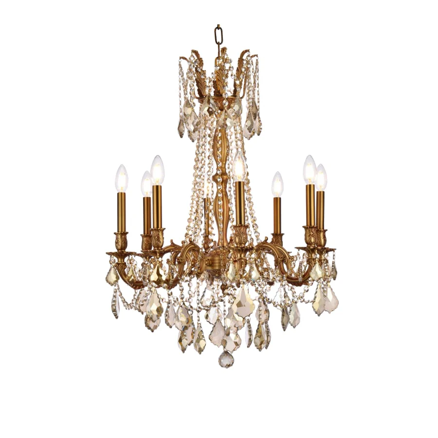 Elegant Lighting Rosalia 8 Light 24" Wide Crystal Chandelier with Golden Teak Royal Cut Crystals - Image 1