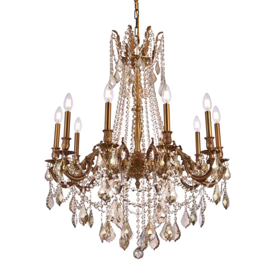 Elegant Lighting Rosalia 10 Light 28" Wide Crystal Chandelier with Golden Teak Royal Cut Crystals - Image 1
