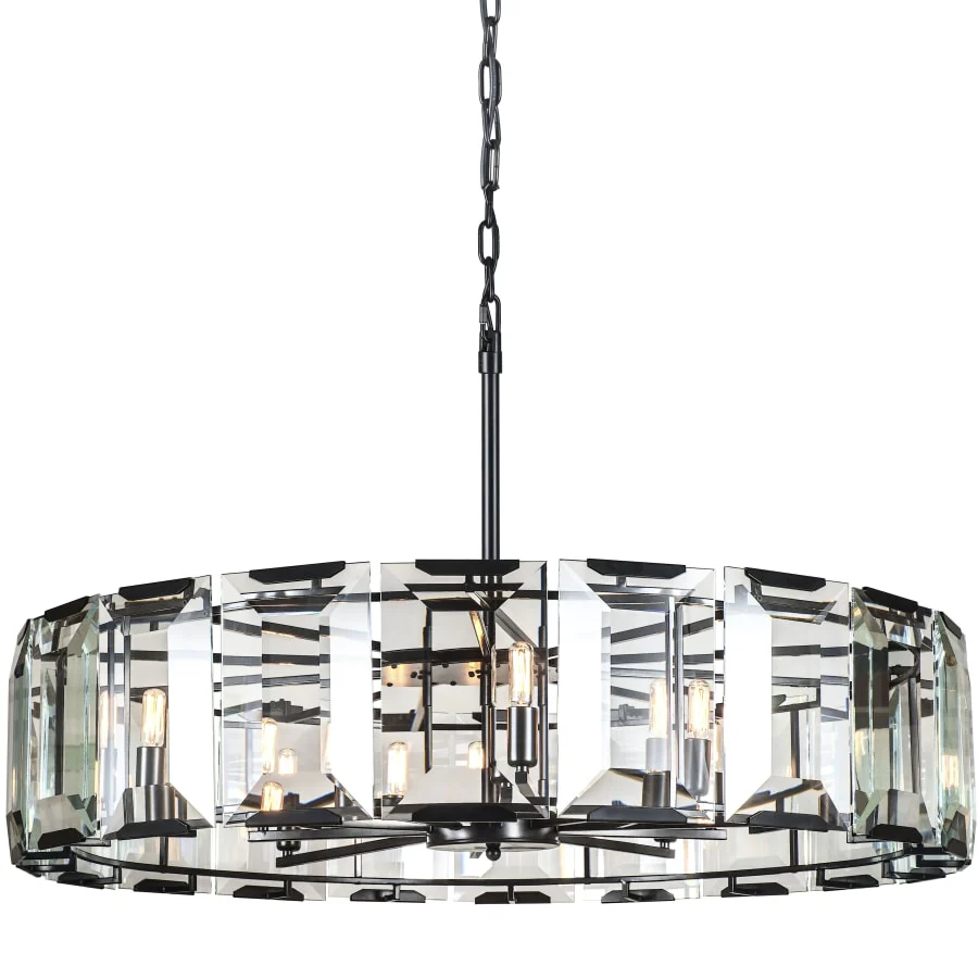 Elegant Lighting Monaco 10 Light 43" Wide Glass Chandelier with Emerald Cut Glass Panels - Image 1