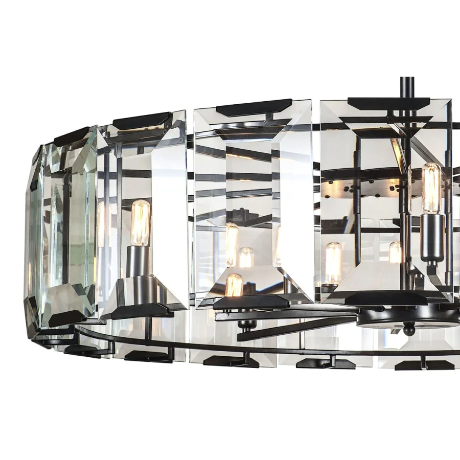 Elegant Lighting Monaco 10 Light 43" Wide Glass Chandelier with Emerald Cut Glass Panels - Image 2