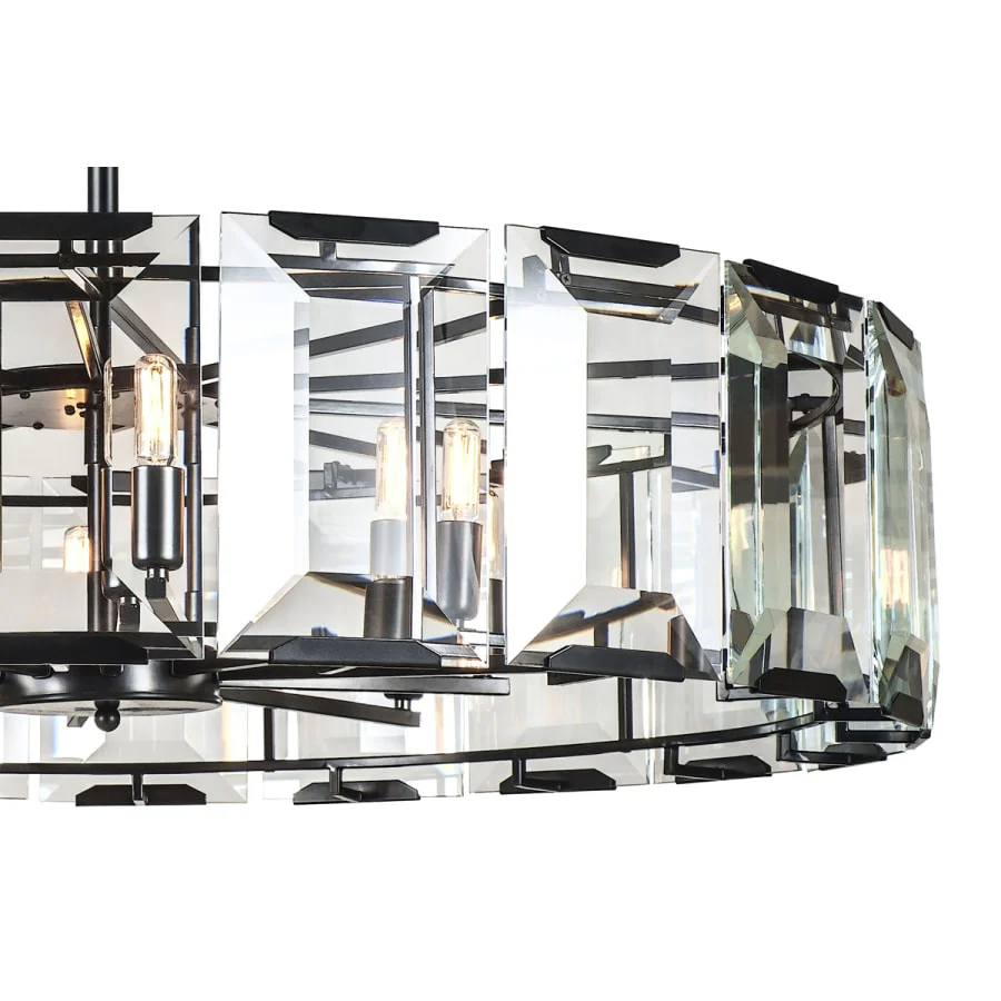 Elegant Lighting Monaco 10 Light 43" Wide Glass Chandelier with Emerald Cut Glass Panels - Image 3