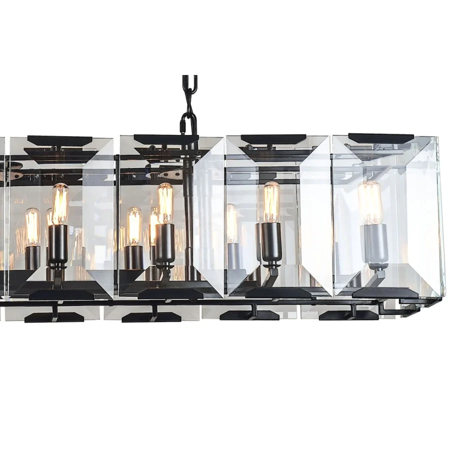 Elegant Lighting Monaco 16 Light 53" Wide Linear Style Chandelier with Emerald Cut Glass Panels - Image 3