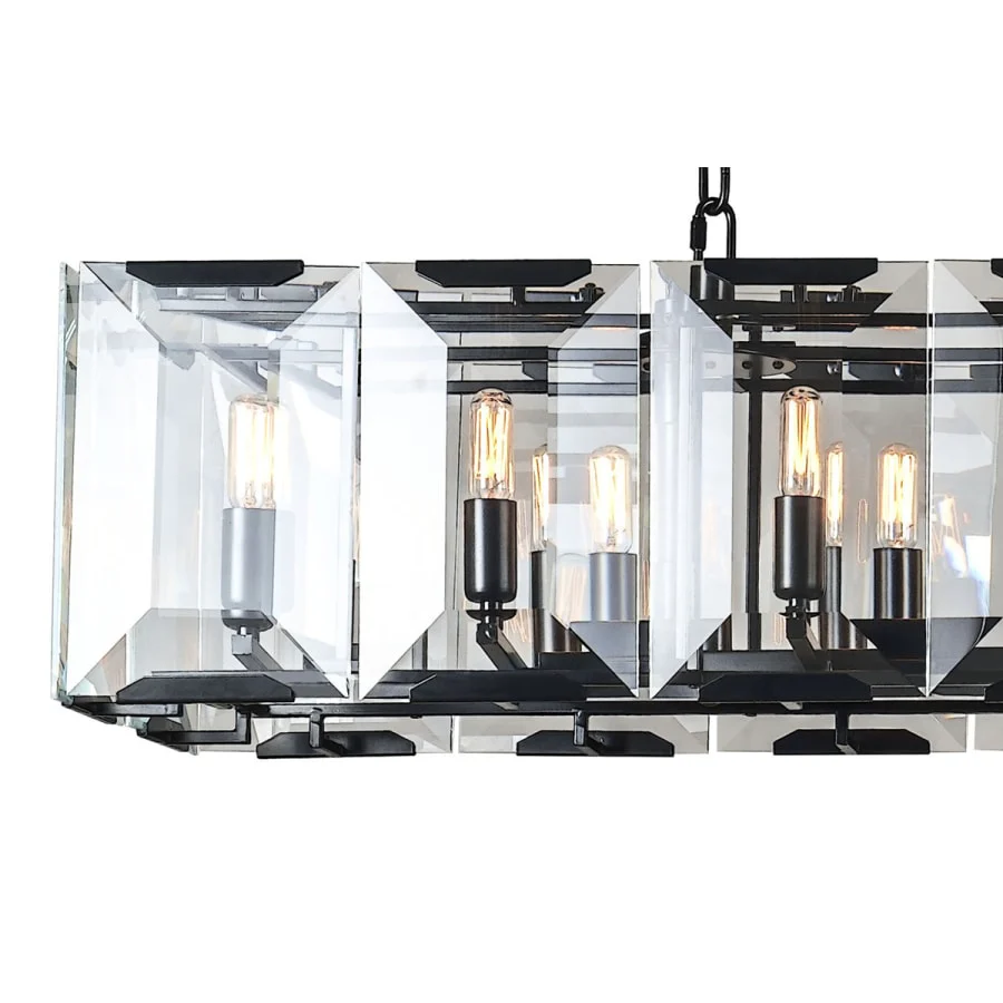 Elegant Lighting Monaco 18 Light 62" Linear Style Chandelier with Emerald Cut Glass Panels - Image 2