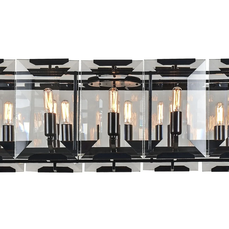 Elegant Lighting Monaco 18 Light 62" Linear Style Chandelier with Emerald Cut Glass Panels - Image 3