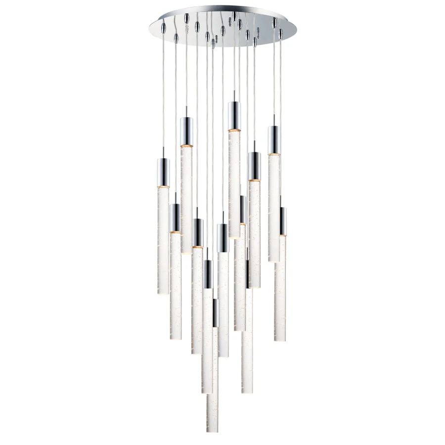 ET2 Big Fizz 20" Wide Integrated LED Multi Light Pendant with Crystal Cylinder Shades - Image 1
