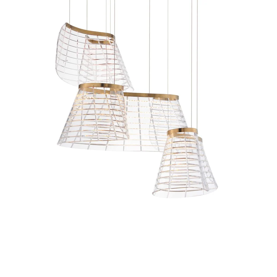 ET2 Tartan 3 Light 24" Wide LED Abstract Multi Light Pendant - Image 1