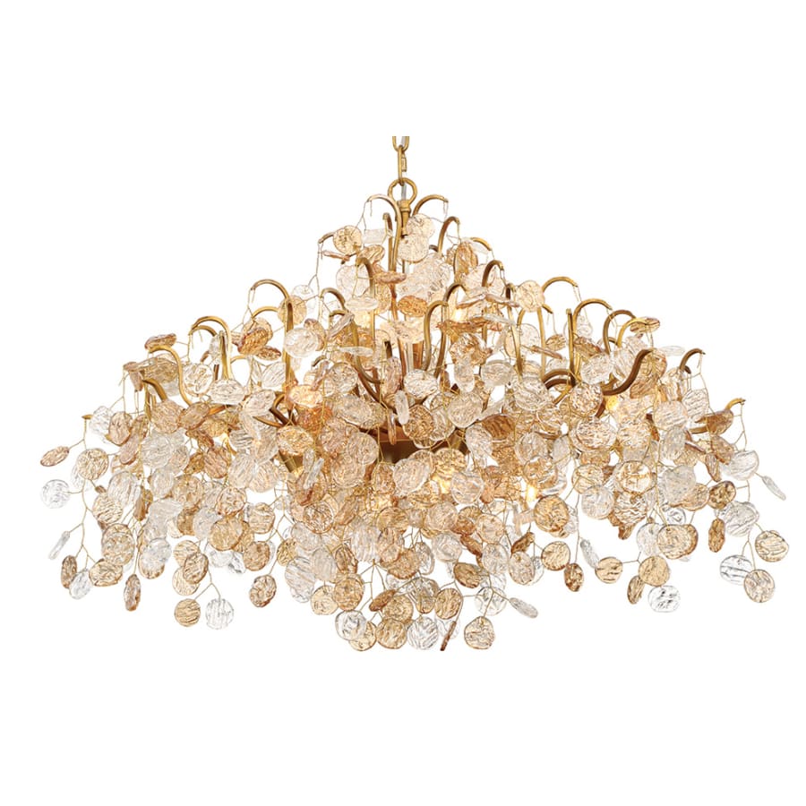 Eurofase Lighting Campobasso 8 Light 26" Wide Chandelier with Gold Metal Wire Frame and Glass Wafers - Image 1