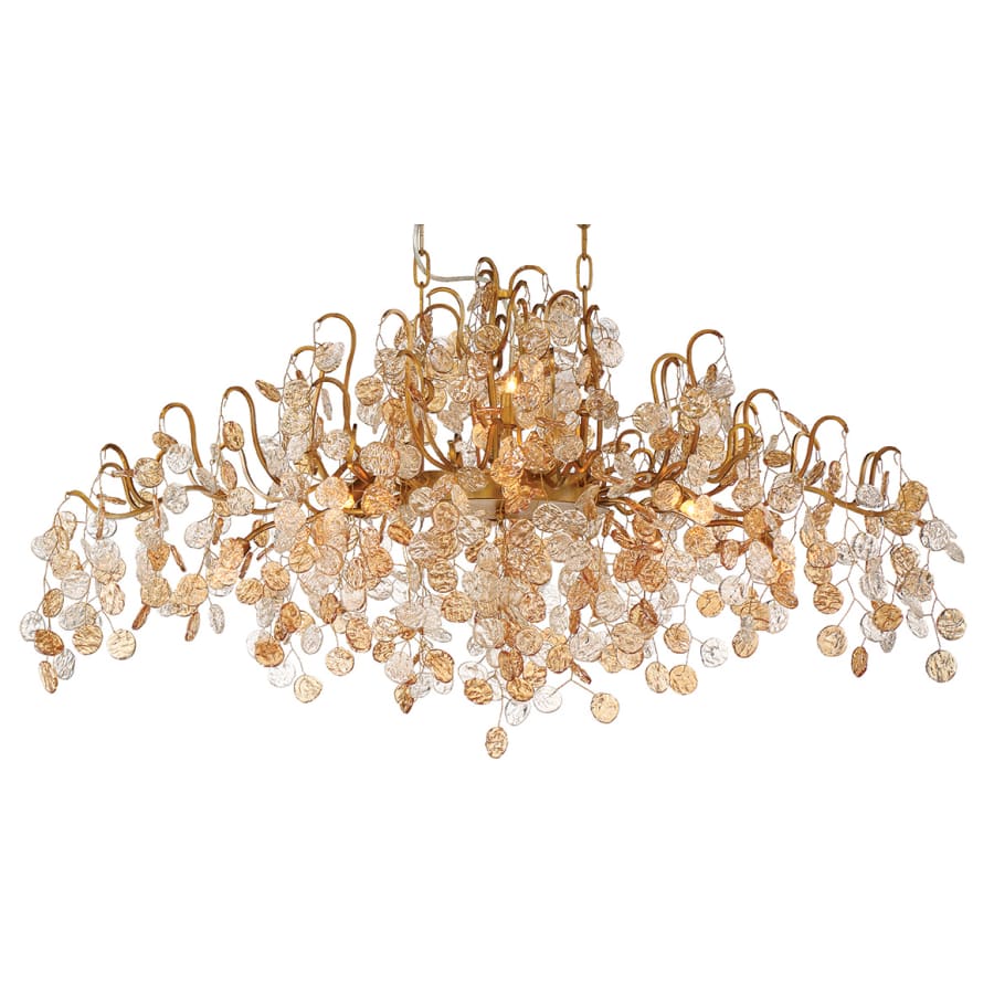 Eurofase Lighting Campobasso 10 Light 45" Wide Linear Chandelier with Gold Metal Wire Frame and Glass Wafers - Image 1
