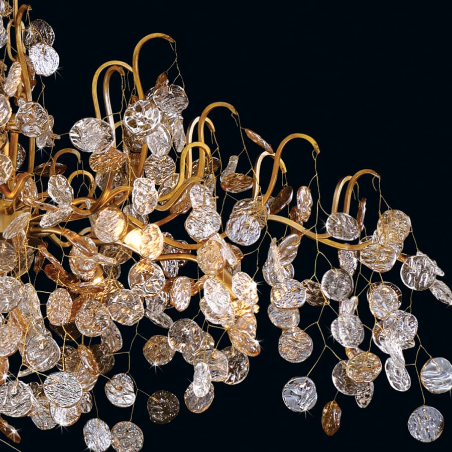 Eurofase Lighting Campobasso 10 Light 45" Wide Linear Chandelier with Gold Metal Wire Frame and Glass Wafers - Image 3