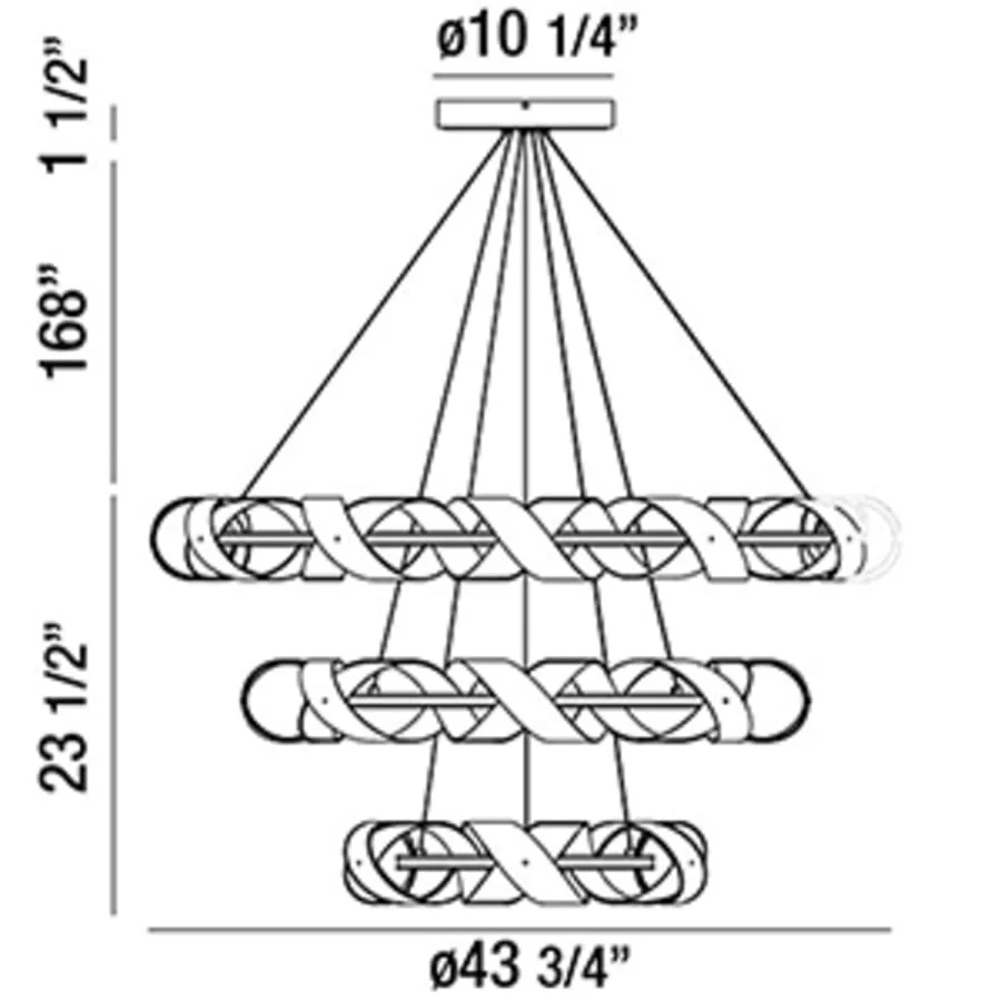 Eurofase Lighting Banderia 44" Wide LED 3 Tier Ring Chandelier - Image 2