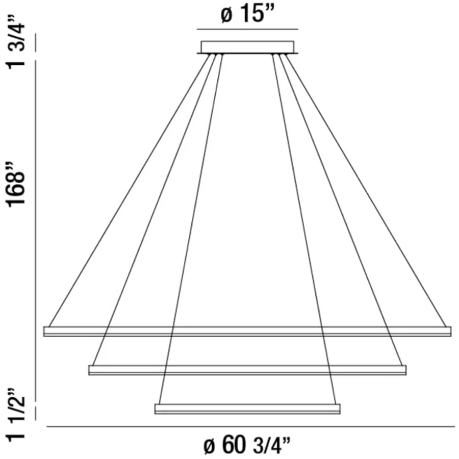 Eurofase Lighting Spunto Three-Tier 61" Wide 3000K LED Ring Chandelier - Image 2