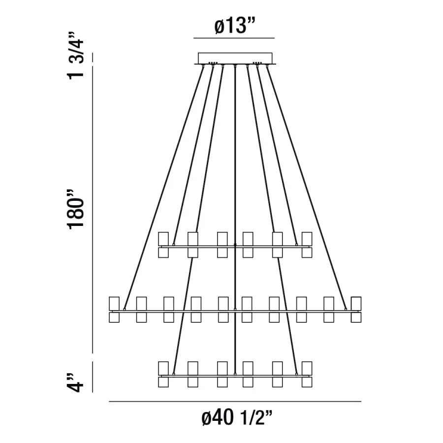 Eurofase Lighting Netto 41" Wide LED 3 Tier Ring Chandelier - Image 2