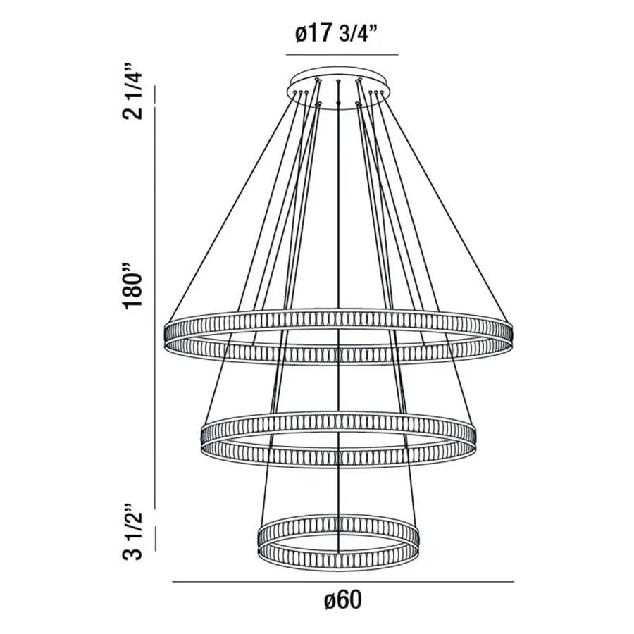 Eurofase Lighting Forster 3 Light 60" Wide LED Ring Chandelier - 3 Tiers - Image 2