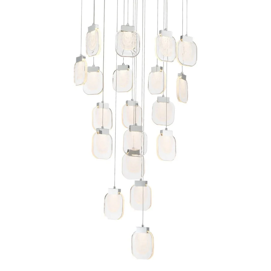 Eurofase Lighting Paget 29" Wide 3000K LED Round 19-Light Pendant with Piastra Glass Shades - Image 1