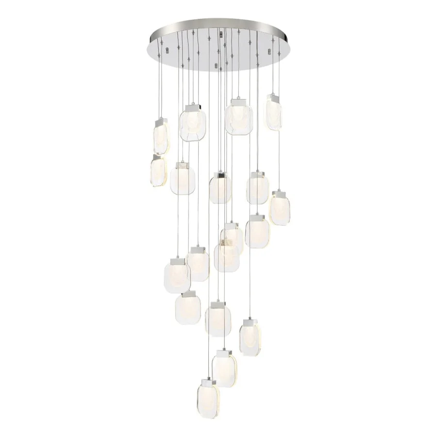 Eurofase Lighting Paget 29" Wide 3000K LED Round 19-Light Pendant with Piastra Glass Shades - Image 2