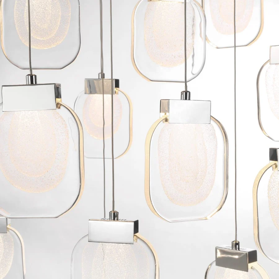 Eurofase Lighting Paget 29" Wide 3000K LED Round 19-Light Pendant with Piastra Glass Shades - Image 3