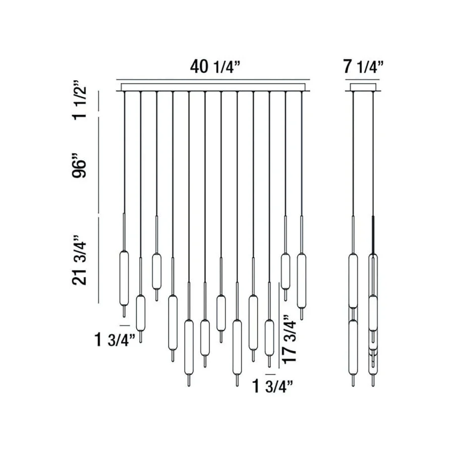 Eurofase Lighting Cumberland 12 Light 40" Wide LED Linear Pendant - Image 2