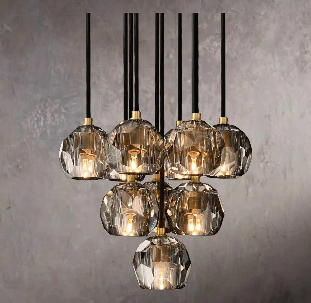 Crystal Orb Smoky Glass Globe Cluster Chandelier 14" - Image 1
