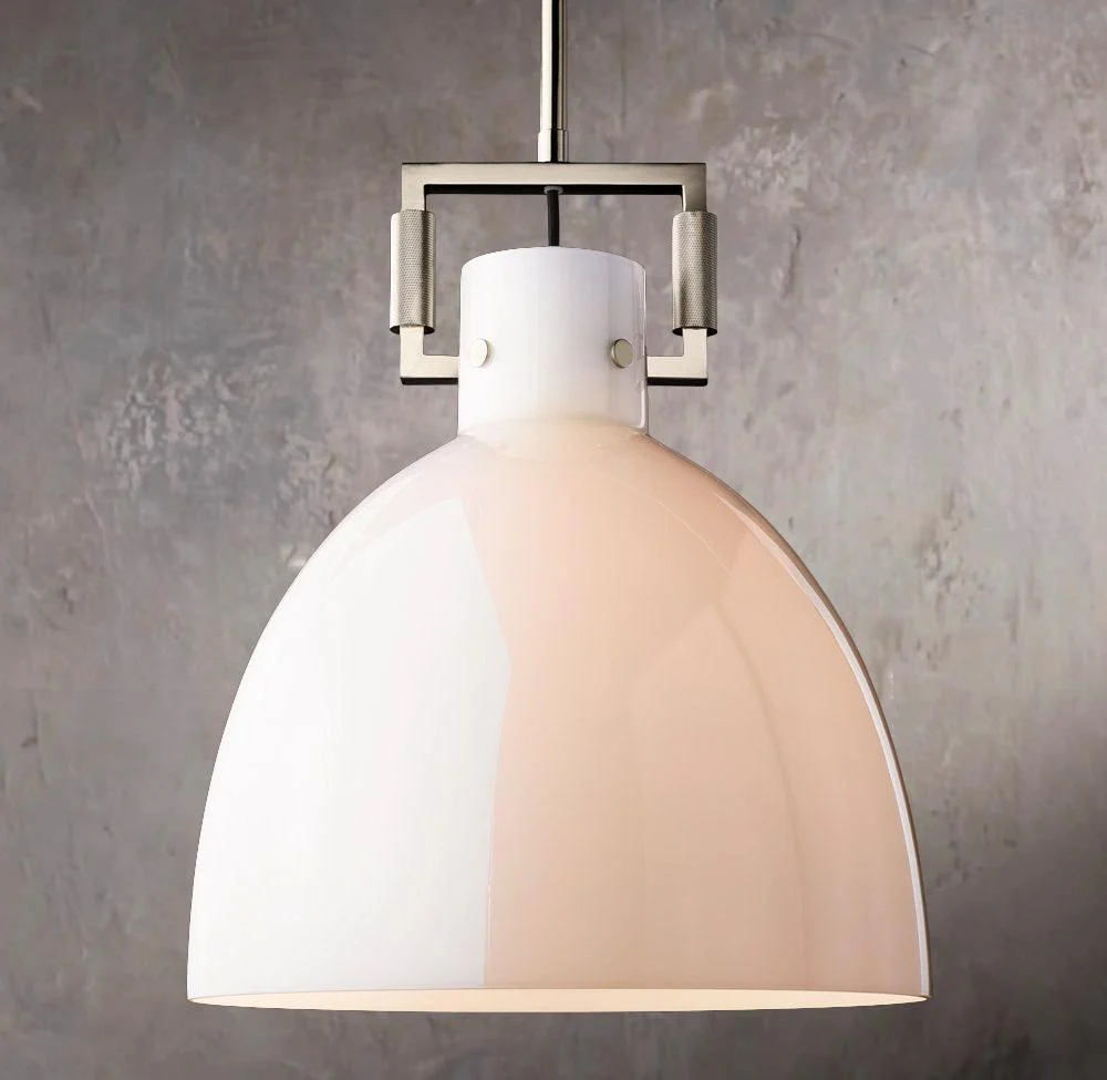 Industrial Milky Glass Sphere Ceiling Hanging Light - Image 2